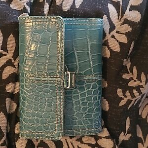 Teal Croc-Embossed Leather Wallet - Women's Bag NWOT